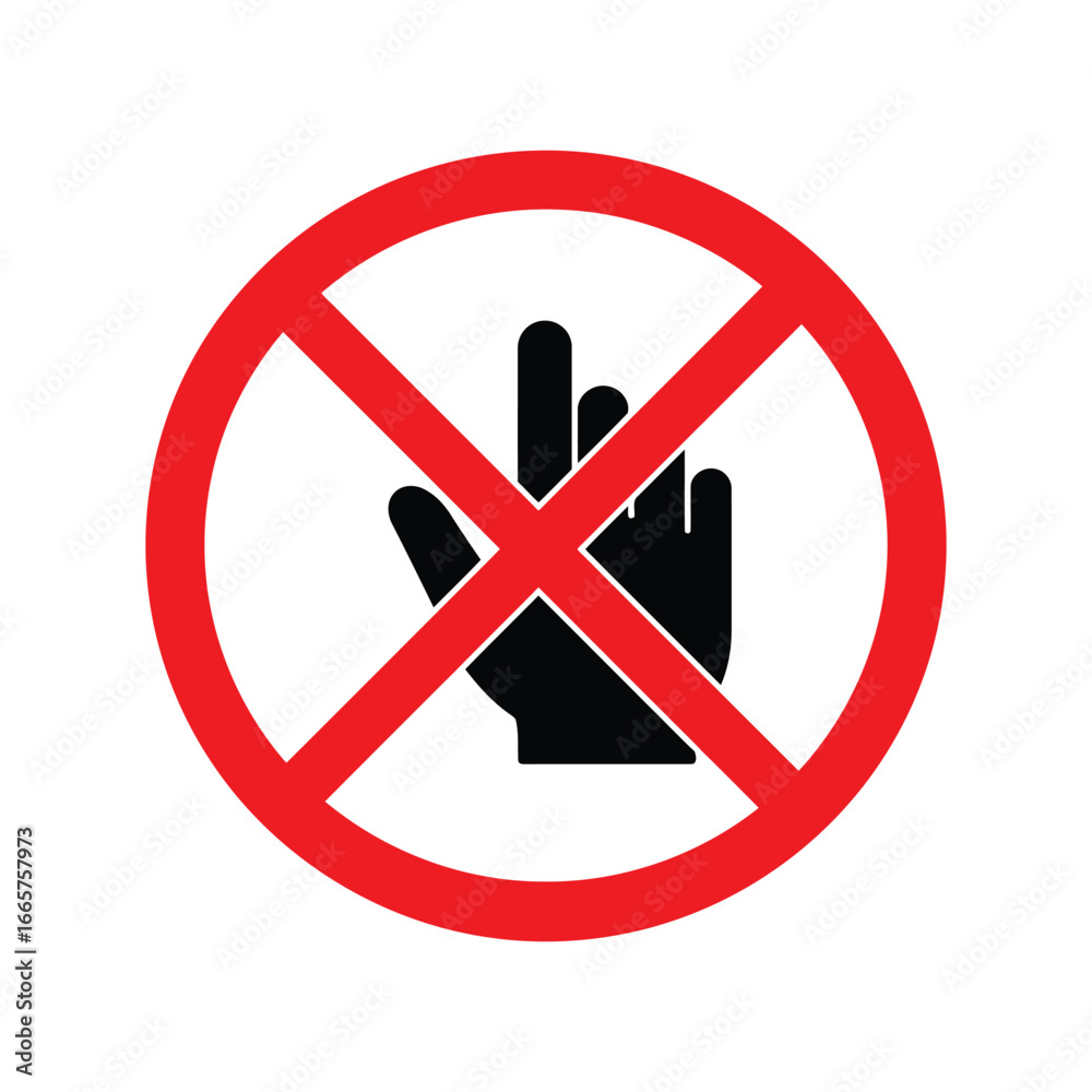 Obraz premium No touching sign vector illustration forbidden hand symbol prohibition alert warning icon safety alert
