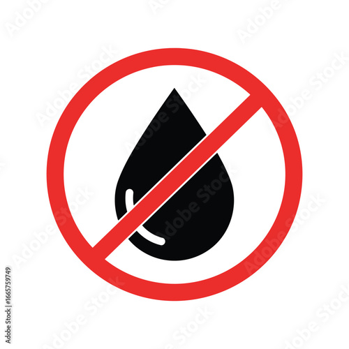 Waterproof symbol vector illustration no liquid icon water resistant sign fluid protection graphic isolated eps