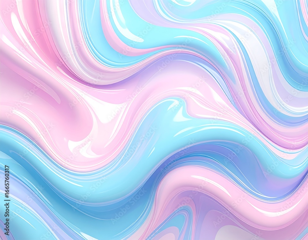 Obraz premium Abstract 3D Fluid Swirls with Pastel Colors and Gentle Waves