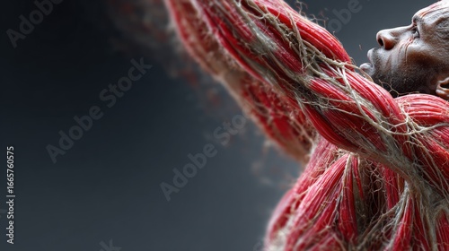 Human Anatomy Illustration Showing Muscles and Tissues in Detail