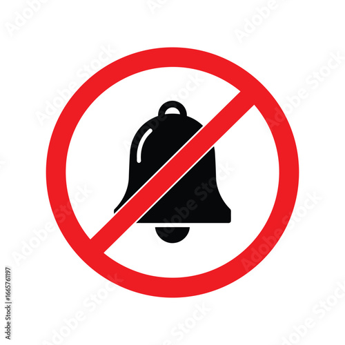 No bell icon vector illustration silent mode symbol mute notification sign alert prohibition graphic