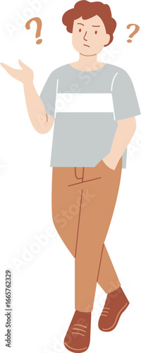 Confused Young Man Asking Question Illustration