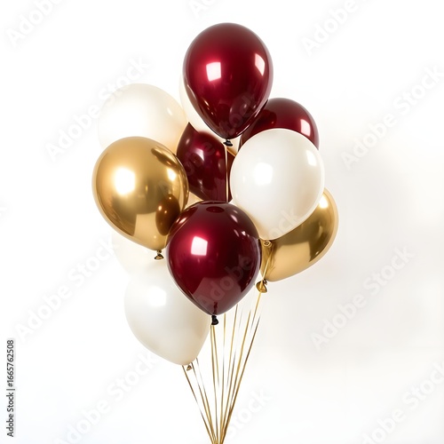 Elegant Gold, White, and Burgundy Balloons Bouquet