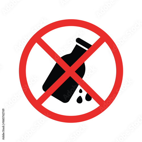 No liquid spill prohibition sign warning symbol danger alert forbidden action icon vector graphic
