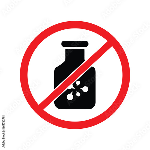 No liquid spill prohibition sign warning symbol danger alert forbidden action icon vector graphic
