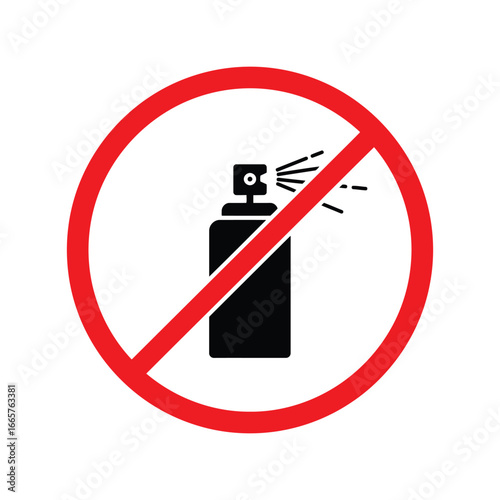 No aerosol spray can symbol prohibition sign forbidden spray bottle icon vector illustration