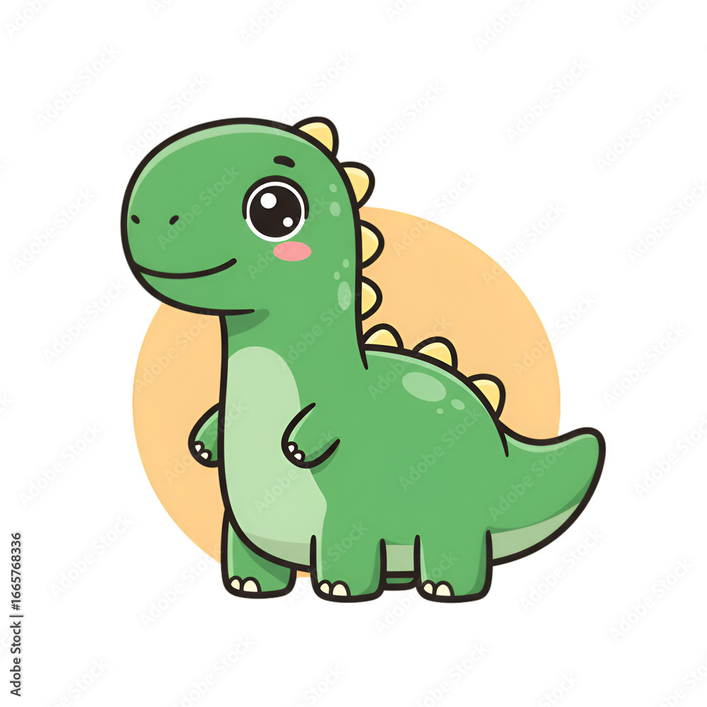 Naklejka premium Cute Cartoon Dinosaur Illustration Isolated on Transparent Background