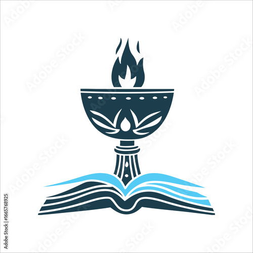 Esoteric Knowledge: Flaming Chalice and Open Book Ceremonial Witchcraft Golden Dawn Influence Hermetic blends A flaming chalice cup of wisdom