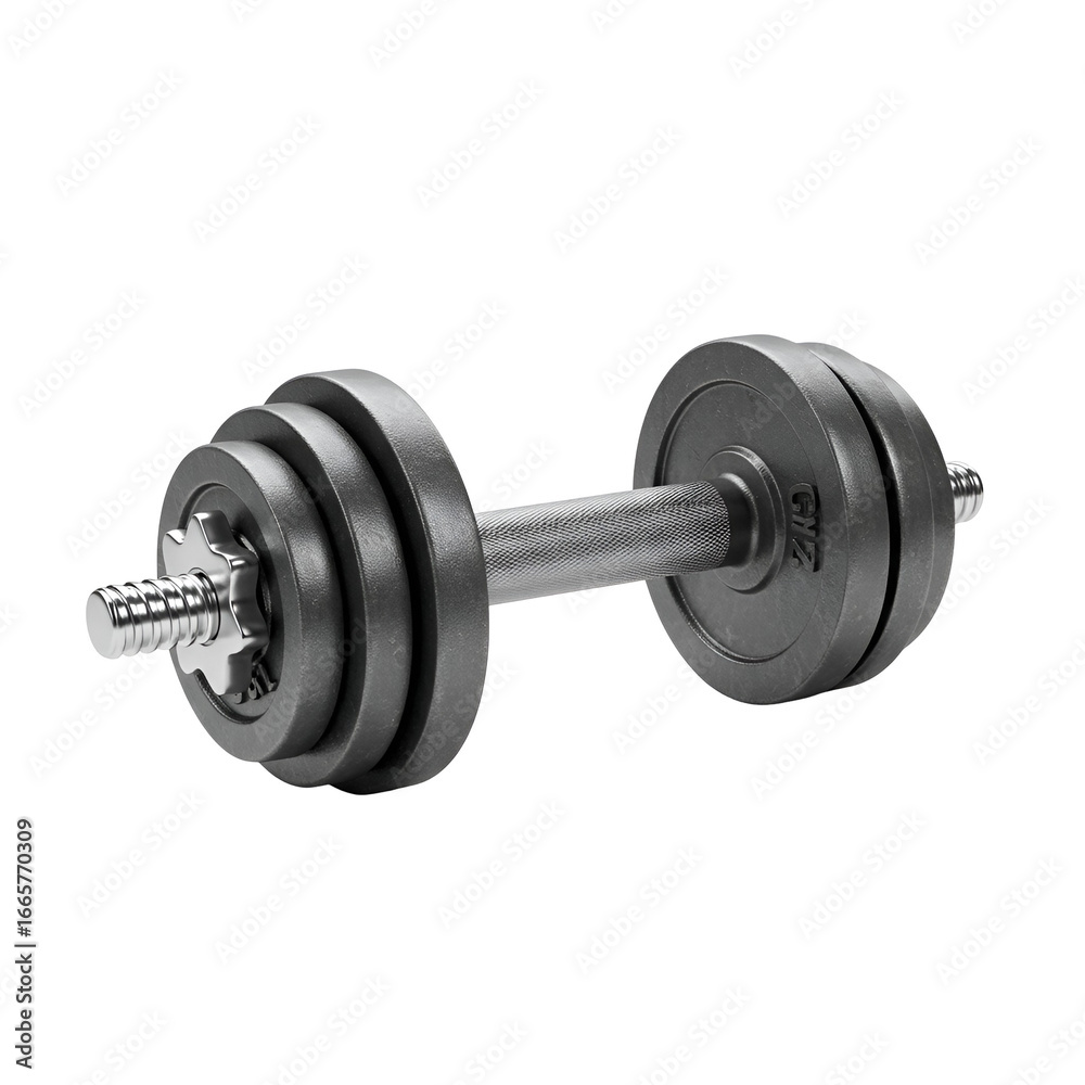 Fototapeta premium Isolated Black Dumbbell Weight Training Equipment Photo on Transparent Background