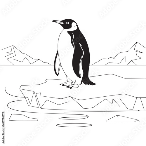 Continuous line of a Penguins .Single one line art of wild Penguins , One continuous line illustration of an Penguins isolated on white background.