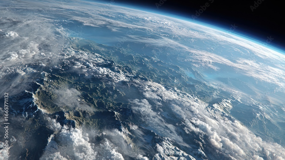 Fototapeta premium Earth's mountainous landscape from space