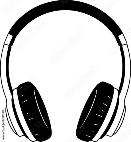 Audífonos grandes de música en blanco y negro