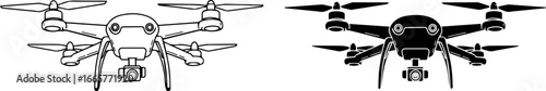 Dron tecnológico volador estilo vector minimalista