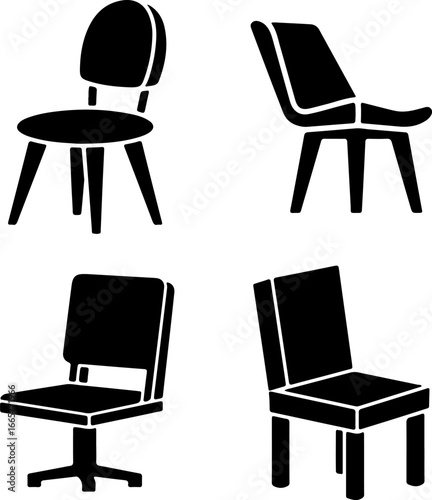 Conjunto de sillas modernas en ilustración vectorial