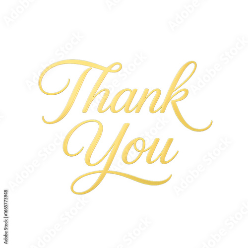 Elegant golden calligraphy thank you text message expressing gratitude luxury and appreciation transparent background