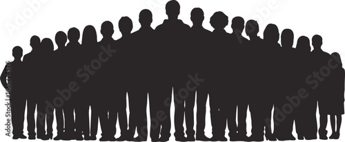 Black silhouette of group of people standing together