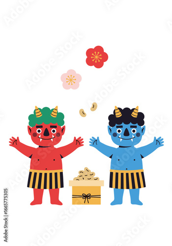 Japanese oni demons and soybeans festive celebration of setsubun tradition