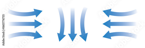 Wind Airflow icon set in modern vector style, representing ventilation, fresh breeze, weather, climate, energy, eco concept, environment, circulation, natural flow, and clean air Variety design.  EPS 