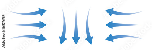 Wind Airflow icon set in modern vector style, representing ventilation, fresh breeze, weather, climate, energy, eco concept, environment, circulation, natural flow, and clean air Variety design.  EPS 