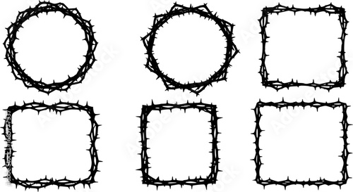 Gothic black thorn branch frames collection
