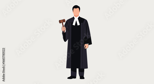 Judge Holding Gavel in Courtroom