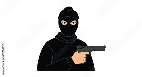 Masked Figure with Gun in Tactical Outfit