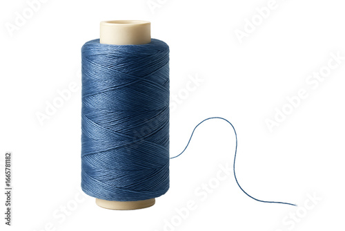 Blue Sewing Thread Spool Isolated on Transparent Background