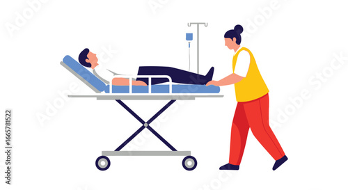 Medical Emergency: Hospital Staff Transporting Patient