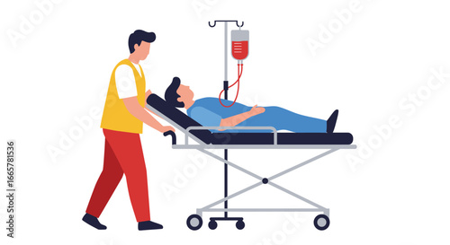 Medical Emergency: Hospital Staff Transporting Patient