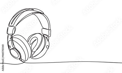 Headphones in continuous line art.