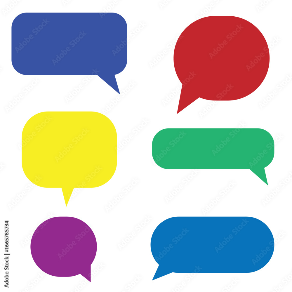 Colorful speech bubbles and conversation icons on a white background. Colorful speech bubbles and conversation icons on a white background.
