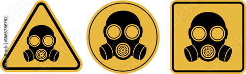 Gas mask warning signs safety equipment hazard protection