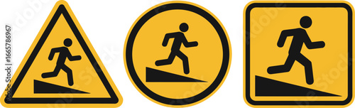 Caution steep slope ahead warning sign danger safety symbol