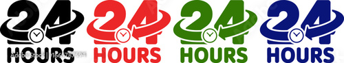 Reliable 24 hour service symbol in multiple colors for constant availability