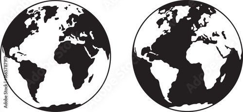 Globes Depicting Earth Showing the Americas, Africa, and Europe