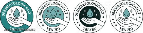 Set of four dermatologically tested and hypoallergenic cosmetic certification seals