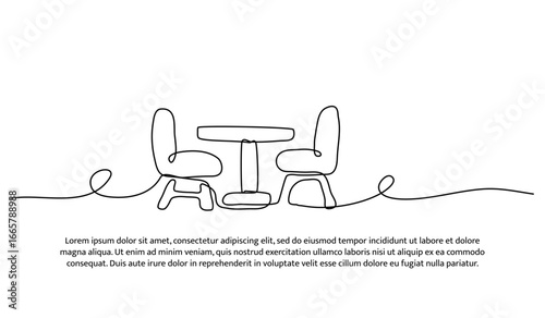 One line of restaurant. Abstract minimal continuous line.