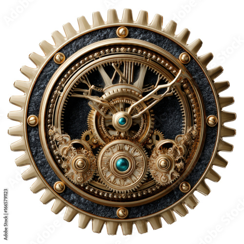 Steampunk clock with intricate gears and vintage design, showcasing blend of elegance and mechanical artistry