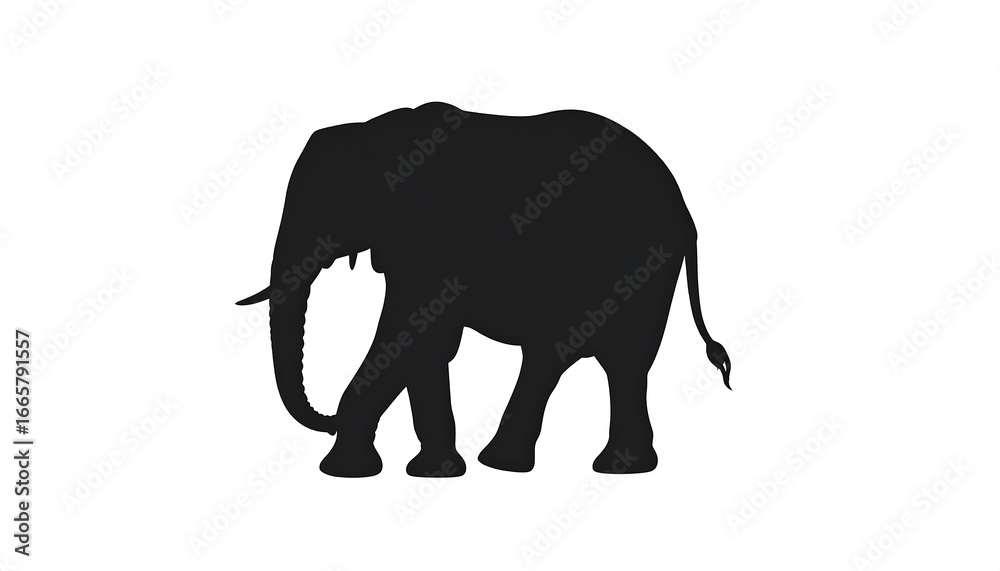Fototapeta premium Simple, elegant silhouette of an elephant, highlighting its substantial form and gentle posture.