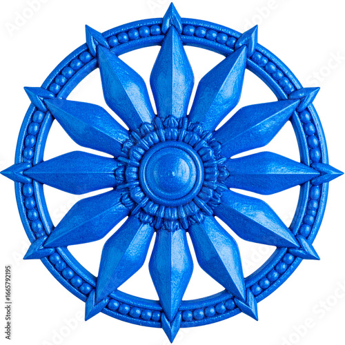  Ashok Chakra in Blue, Front View, isolated on transparent background