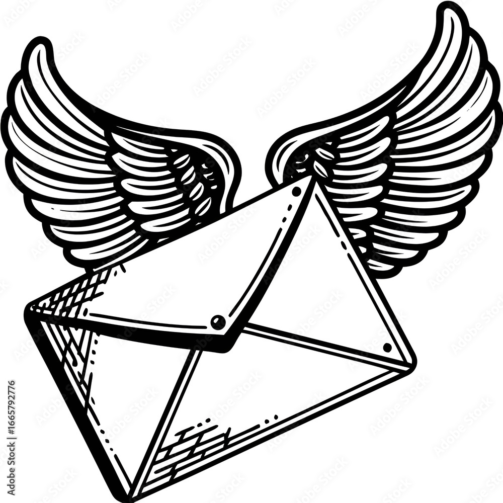 Fototapeta premium envelope icon with wings
