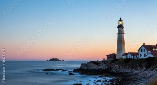 Wallpaper Mural Coastal Lighthouse at Sunset. Torontodigital.ca