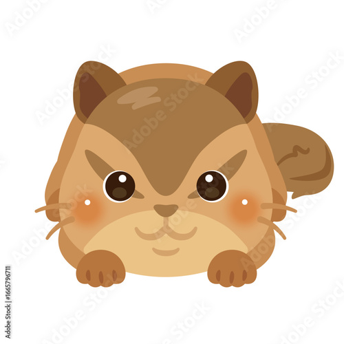 うつ伏せになったリスのイラスト