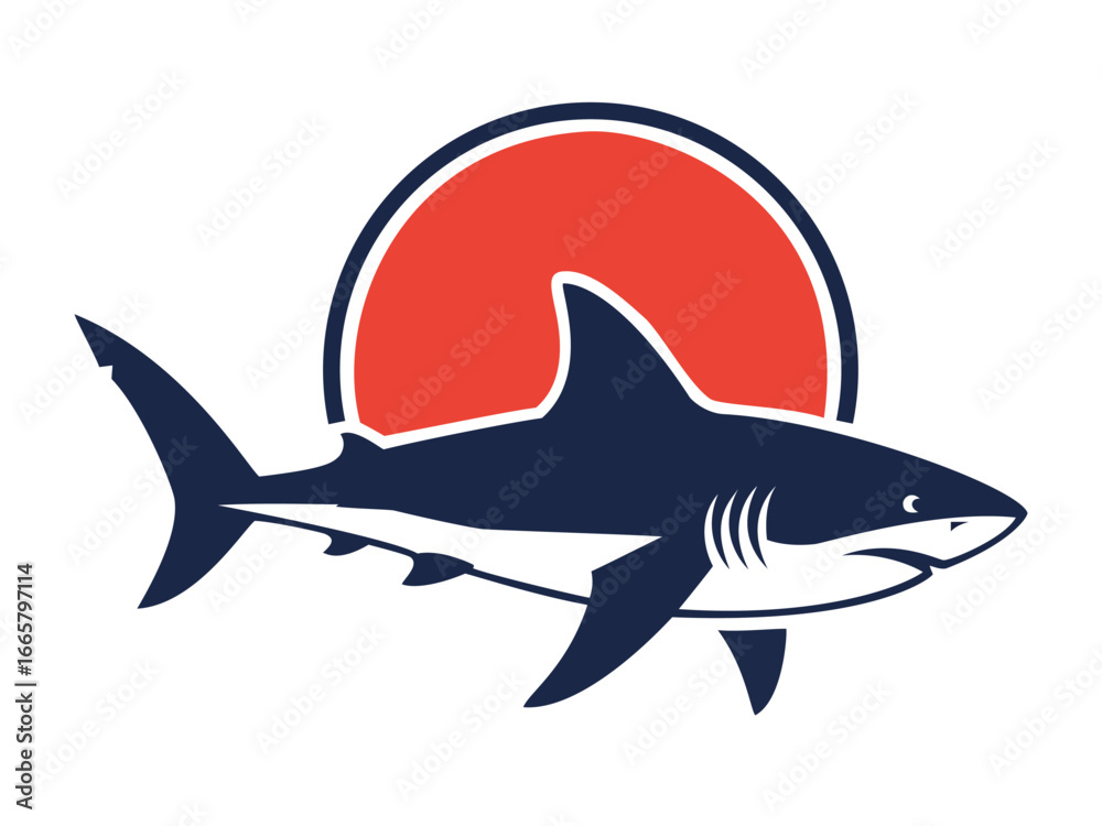 Obraz premium A vector illustration of a great white shark for marine, ocean, and wildlife conservation logos