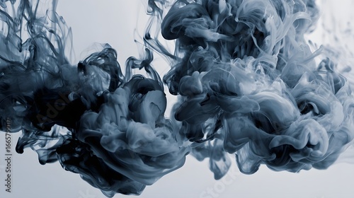 Abstract swirling smoke patterns in shades of blue and gray creating a dynamic visual effect