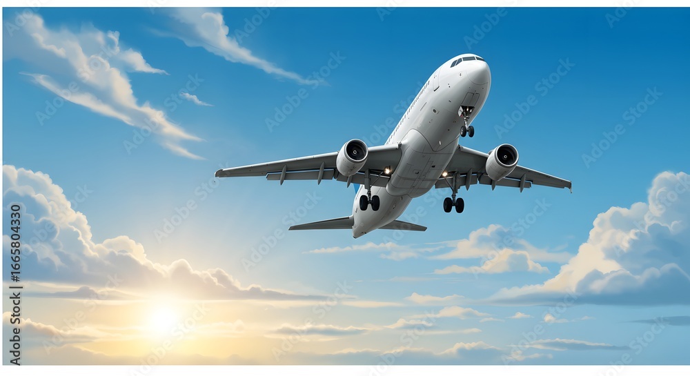 Obraz premium Commercial Airplane Flying in the Sky