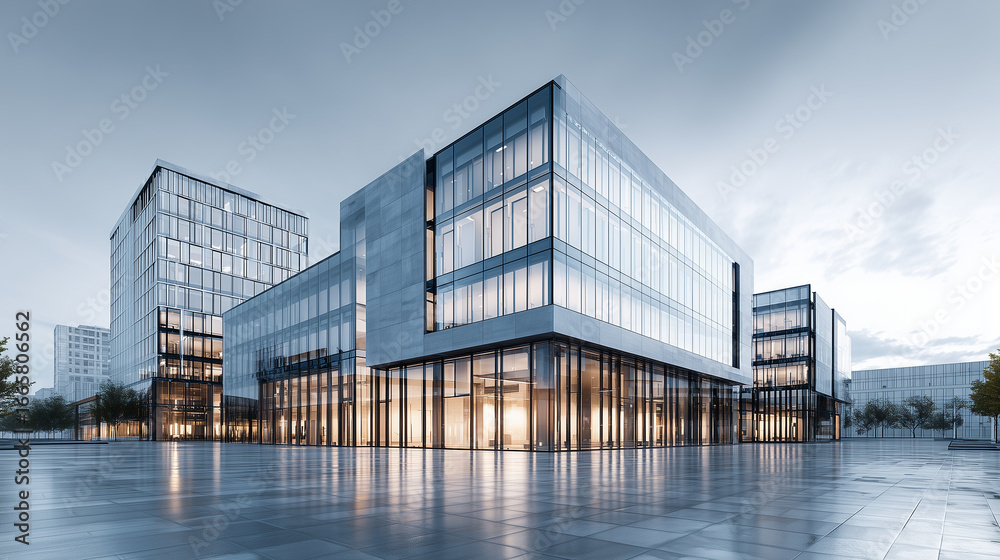modern office building at night modern office building at night