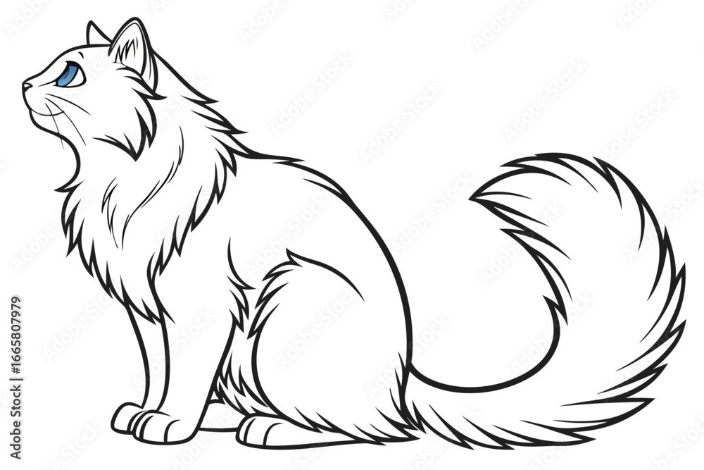 Obraz premium Illustrated cat images with line art