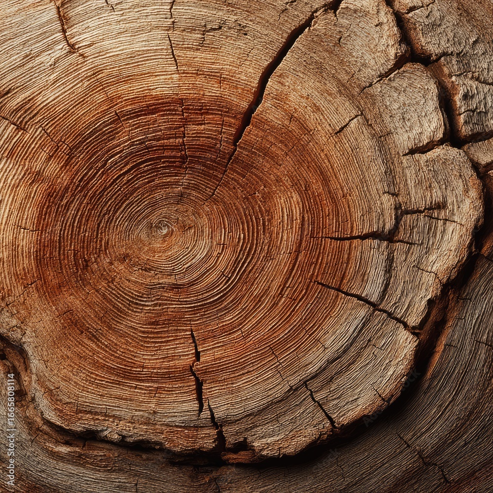 Fototapeta premium Close-up of a weathered tree trunk cross-section