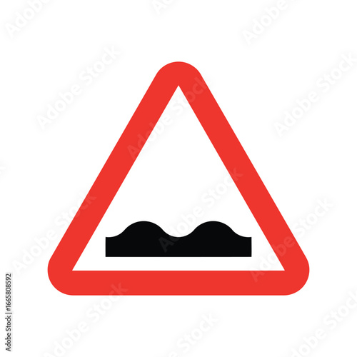 Road sign warning uneven surface bumpy road ahead traffic safety caution symbol vector illustration